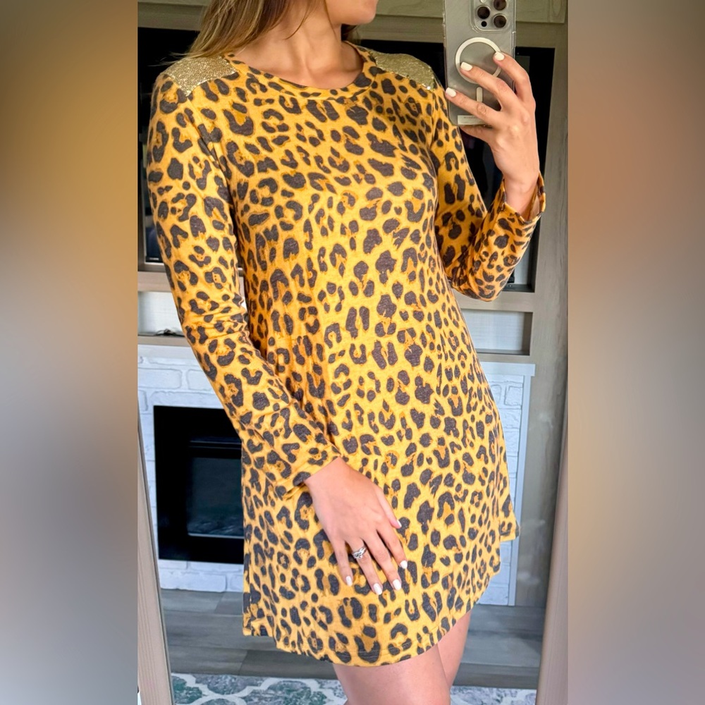Simply Southern | Cheetah Sequin Dress | Size S